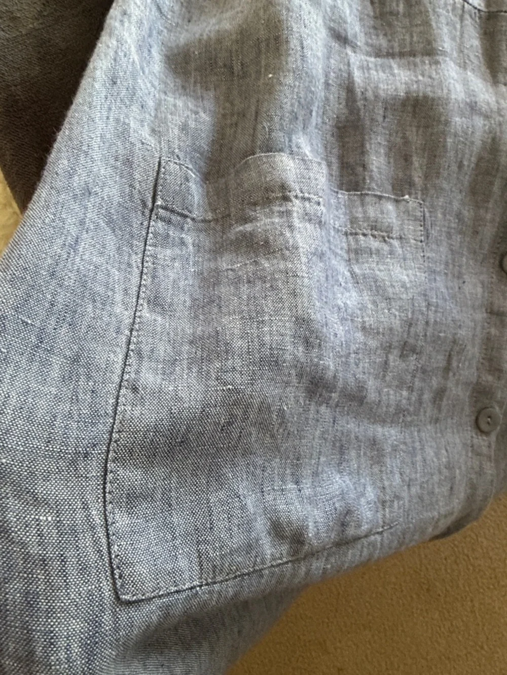 Flax Chambray Blue Sleeveless Button-Front Midi Dress - Picture 6 of 7